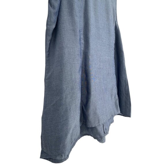 The Limited L Blue Sleeveless Blouse Button Ruffle Front Fabric Flower Shirt NWT - Picture 7 of 16